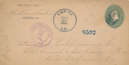 1 Enveloppes Entier Postal  1898 USA UNITED STATES OF AMERICA EMPIRE LA - NEW ORLEANS LA REG DIV - Otros & Sin Clasificación