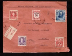 Monaco Cachet 1941 Lettre Valeur Declarée Pli Chargé Monte Carlo Pour Blida Algérie Cachet Cire M. Savard YT 151 - Brieven En Documenten