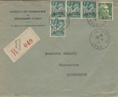 1946 - Enveloppe RECC. D'ORAN   Pour La Sarthe Affr. à9 F - Briefe U. Dokumente