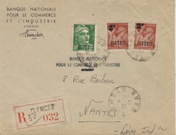 1946 - Enveloppe RECC.  De Tlemcen Pour Nantes  Affr. à9 F - Briefe U. Dokumente