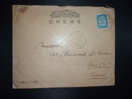 LETTRE TP SERVICE DE L'ETAT 20 OBL.8 V 37 ORMAN + O.H.E.M.S. + Arrivée Verso OBL.MEC. BD SEUL 12 V 1937 6 PARIS RP 6 DIS - Covers & Documents