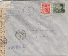 COVER. EGYPTE. 1950. CHARLES EID LE CAIRE TO LYON FRANCE. 32 Mills CENSOR STRIP - Briefe U. Dokumente