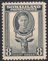 Somaliland 1942 KGV1 8 Annas Grey MM SG 111 ( K505 ) - Somaliland (Protectorate ...-1959)