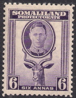 Somaliland 1942 KGV1 6 Annas Violet MM SG 110 ( K550 ) - Somaliland (Protectorate ...-1959)