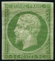** N°12 5c Vert Au Filet En Bas - B - 1853-1860 Napoleon III