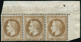 ** N°28B 10c Bistre, Type II Bande De 3 - TB - 1863-1870 Napoleon III With Laurels