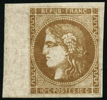 ** N°43A 10c Bistre, R1 - TB - 1870 Bordeaux Printing