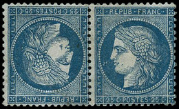 * N°60Ab 25c Bleu, Paire Tête-bèche, Quasi SC RARE - TB - 1871-1875 Ceres