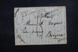 SUISSE - Lettre De Genève Pour La France En 1828, Cachet D'entrée Par Ferney , Voir Différents Cachets - L 46428 - ...-1845 Prefilatelia