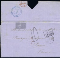 Brasil Complete Letter 9-7-1866 Rio De Janeiro British Postoffice -> Calais Paris  GB 1"50 D Cancel - Lettres & Documents