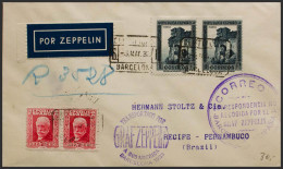 España. República Española Correo Aéreo. Sobre 669(2), 673(2). 1933. 30 Cts Carmín, Pareja Y 1 Pts Pizarra, Pareja. Graf - Lettres & Documents