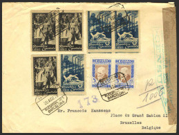 España. República Española Correo Certificado. Sobre 773(3), 774(3). 1938. 45 Cts. Tres Sellos Y 1,25 Cts. Azul, Tres Se - Covers & Documents