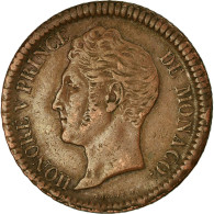 Monnaie, Monaco, Honore V, Decime, 1838, Monaco, TTB, Cuivre, Gadoury:105 - 1819-1922 Honoré V, Charles III, Albert I