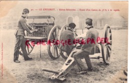 71 - LE CREUSOT - USINES SCHNEIDER - ESSAI D' UN CANON DE 75 MM A TIR RAPIDE - Le Creusot