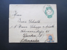 Brasilien 1898 Streifband Zusatzfrankaturen Landschaft Nr. 104 Und 105 Pernambuco Nach Dresden Gesendet! Firmenbeleg - Lettres & Documents