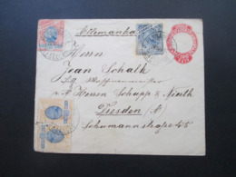 Brasilien 1897 GA Umschlag Zusatzfrankaturen Landschaft Von Pernambuco Nach Dresden Gesendet! Firmenbeleg - Storia Postale