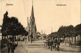 T2 1913 Szentes, Kossuth Lajos Utca, Evangélikus Templom, Lovaskocsi. W. L. Bp. Kiadja Eisler Lajos - Ohne Zuordnung