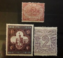 SAINT MARIN / SAN MARINO ,  1894 - 1903, 3 Timbres , Yvert No 23, 26, 34 , Neufs *  MH, TB Cote 32 Euros - Neufs