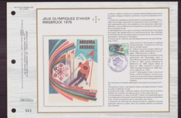 Document De La Poste " Jeux Olympiques D'hiver Innsbruck " Du 31 Janvier 1976 à Andorre-la-vieille - Covers & Documents