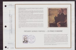 Document De La Poste " Président Georges Pompidou Co-prince D'Andorre " Du 23 Août 1975 à Andorre-la-vieille - Covers & Documents