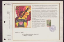 Document De La Poste " Centenaire De La Première Liaison Téléphonique " Du 20 Mars 1976  à Andorre-la-vieille - Covers & Documents