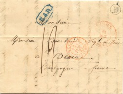 BELGIQUE - CAD LIEGE + BOITE D  SUR LETTRE AVEC TEXTE DE CHENEE  POUR LA FRANCE, 1841 - 1714-1794 (Pays-Bas Autrichiens)