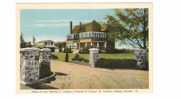 ST. THOMAS, Ontario, Canada, Home Of Hon. Mitchell Hepburn, Premier Of Ontario, 1934-42 WB PECO Postcard, Elgin County - Windsor