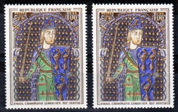 France 1424 Variété Impression Du Bleu Décalée Plume Sur Le Chapeau Croix Bl.et Normal émail Neuf ** TB MNH Sin Charnela - Neufs