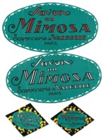 4 Etiquettes De SAVON - Bath, Soap - Savonnerie De VALBELLE, Paris - Savon Au Mimosa - Beauty Products