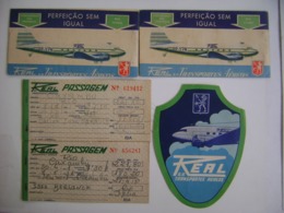 BRAZIL - A LUGGAGE LABEL AND 2 PASSAGES FROM THE REAL AIR TRANSPORT COMPANY IN 1951 IN THE STATE - Wereld