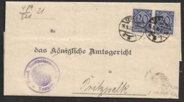 1920 16.9.20 - DEUTSCHES REICH - DIENSTBRIEF Mi. 19(2) TEMPLIN N DAS KÖNIGLICHE AMTSGERICHT, PRITZWALK - EINWANDFREI INF - Storia Postale