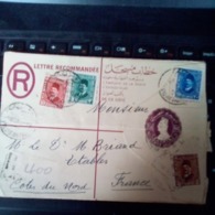 ENTIER RECOMMANDE 1936 AVEC ARRIVEE ETAPLES FRANCE 4 COULEURS - Covers & Documents