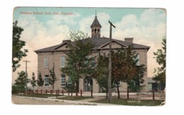 GALT, Ontario, Canada, Dickson School, 1914 Postcard, Hamilton Industrial Expo Cancel Slogan, Waterloo County - Gananoque
