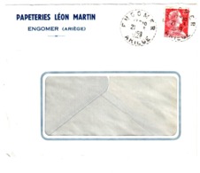 ENGOMER Ariège Lettre Entête Papeteries Léon Martin 25 F Muller Yv 1011C Ob 1959 Distribution Cercle Pointillé Lautier B - Lettres & Documents