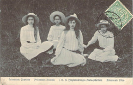 LUXEMBOURG Les Princesses Charlotte, Antonia, Marie-Adélaïde Et Hilda Avec Leur Grand Chapeau Sur L'herbe - Grossherzogliche Familie