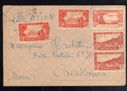 AOF AFRICA OCCIDENTALE AFRIQUE FRANCAISE SENEGAL 1935 1940 LETTRE LETTER 27 6 1945 COVER CENT. 5, 50c 6.90f PAR AVION - Covers & Documents