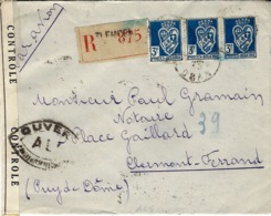 1946- Enveloppe Recc. De TLEMCEN  Affr. 9 F Avec Censure A L C D'oran - Briefe U. Dokumente