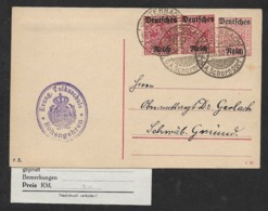 1922 Dt.Reich - WÜRTTEMB. DIENST GS DEUTSCHES REICH M. ZUSATZFR. X 2 - Rstg Briefmarkenhändler Zettel Altsign. Gieber - Storia Postale