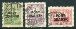 PORT GDANSK 1926 Overprints On .Buildings Definitives, Type I, Set Of 3 Used  Michel 12-14 - Ocupaciones