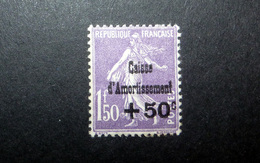 FRANCE 1930 N°268 * (CAISSE D'AMORTISSEMENT 4ÈME SÉRIE. SEMEUSE CAMÉE. +50C SUR 1F50 VIOLET) - 1927-31 Cassa Di Ammortamento