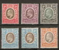 SOMALILAND 1905 - 1911 VALUES TO 12a SG 46, 47, 50, 52, 52a, 53  MOUNTED MINT Cat £84 - Somaliland (Protettorato ...-1959)