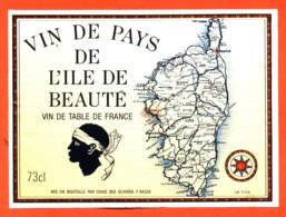 étiquette De Vin De Pays De L'ile De Beauté Chais Des Oliviers à 94320 - 73 Cl - Corse - Vin De Pays D'Oc