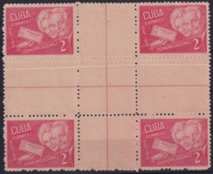 1946-90 CUBA REPUBLICA 1946 Ed.380CH 2c RETIRO DE COMUNICACIONES CENTER SHEET NO GUM. - Neufs