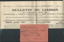 Bulletin De Liaison, Fonctionnaires Et Adjoints Du C.X. De L'intendance ( 16 è Division Militaire) Janvier 48  Modb20304 - French