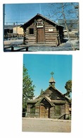 2 WHITEHORSE, Yukon, Canada, Sam McGee's Cabin & 1900 Log Church,  Old Chrome Postcards - Yukon