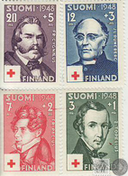 Finlandia 1948  Yvert Tellier  334/37 Cruz Roja- Personajes  */NH - Andere & Zonder Classificatie
