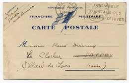 RC 14680 FRANCE WWII 1940 CARTE DE FRANCHISE MILITAIRE FM AU DRAPEAU POSTE AUX ARMÉES + TRANSIT GRENOBLE TB - Storia Postale