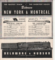 HORAIRE DE TRAINS Entre NEW YORK Et MONTREAL - Monde