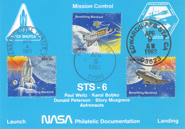 USA 1983 Space Shuttle Challenger STS-6 And Astronauts Commemorative Postcard - America Del Nord