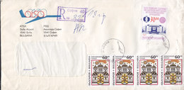 Bulgaria ATSA Registered Einschreiben SOFIA AIRPORT 1996 Cover Brief 4-Stripe Franking - Lettres & Documents